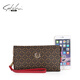 Satchi/Satchi Frauenbag Herbst und Winter Neue europäische und amerikanische Mode gedruckte Kupplungsbeutel kontrastierende Farbe langes Handgelenk Brieftasche SR46607-2fr braun/dunkelrot