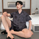 浪莎（LangSha）冰丝睡衣男士夏季短袖薄款仿真丝家居服男式中青年夏天丝绸套装 LQY6636 L 165-170CM/115-130斤