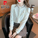 Pierre Cardin (Pierre Cardin) French long*sleeve lace bottoming shirt for women in autumn 2025 early autumn new loose western style shirt with apricot plus velvet 2XL 126-140Jin Jin is equal to 0.5 kg