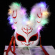 Yinmi (ENRMIIV) luminous fox mask half-face ancient style mask for girls Japanese-style firefly forest mask anime Halloween props with feathered luminous rabbit mask