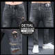 Ke Jiehao embroidered jeans 2024 spring and autumn new small foot slim casual pants Hong Kong high-end elastic gray trendy brand men's pants OD-A675 regular 30 [2 feet 3]120-129Jin [Jin equals 0.5 kg]