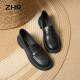 ZHR single shoes for women British style small leather shoes women's comfortable and breathable women's shoes flat loafers AH363 black 37