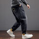 Fei Shimi Autumn New Fashion Brand Elastic Small Foot Jeans Fat Loose and All-Match Pants Elastic Waist Fat Pants 300 Jin [Jin equals 0.5 kg] Black 9901 XL 1 (130-150 Jin [Jin equals 0.5 kg])