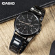 Casio (CASIO) watch business Black Warrior three-eye six-pin steel band fashion waterproof examination watch men's watch gift for boyfriend MTP-E321B-1AVDF