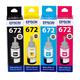 爱普生（EPSON）672原装墨水L310/L1300/L130/L360/L351/L313/L455/L301打印机 T672【四色套装 黑红黄蓝各1瓶】