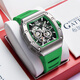 BONEST GATTI Deutsche Uhr Phantomgeschwindigkeit Männer mechanische Uhr Fass Vollautomatisch Uhr Valentinstag Geschenk für Freund Silbergrün BG9903-A4