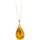 Yixiang natural amber flower drop pendant S925 silver buckle necklace simple and noble temperament women's necklace light luxury style jewelry natural flower amber (with silver plated chain)