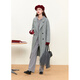 Zihan (ZIHAN) Zihan gray simple hooded zipper knitted cardigan straight wide-leg pants two-piece suit for women 2024 winter new style gray XL
