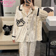 Modal 2025 New Gold Velvet Pyjamas für Frauen im Herbst und Winter, langärmelter koreanischer High-End-Aprikosen-Herbst- und Winter-Heimbekleidungsset CM-728#Champagner Panda (doppelte Länge) xl
