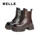 Belle (Belle) Botas de mil capas Fashion Retro Martin Boots Mujeres Hombres espesas Botas cortas B2303DZ4 Black-Fleece 37 (235 mm)