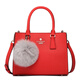 Cassile (cassile) European and American bag cross pattern cowhide fur ball intellectual handbag T171010102B6 orange red