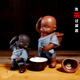 Kahuile spray pee boy monk purple sand child peeing doll tea pet ornaments Ge Kiln tea play tea set accessories blue big pee boy plus tea drain