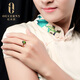 Ouzheni 18K gold inlaid chrome diopside ring Colored gemstone and diamond women's ring Rose gold diopside ring for women Contact customer service to customize the ring It takes 7-10 working days to customize