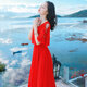 Xizi's beautiful mood summer women's clothing, slim chiffon dress, bohemian long skirt, Bali beach vacation beach skirt picture color AQ17A689 S