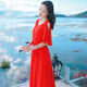 Xizi's beautiful mood summer women's clothing, slim chiffon dress, bohemian long skirt, Bali beach vacation beach skirt picture color AQ17A689 S