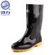 Pull-back rain boots winter plus velvet cotton to keep warm men's mid-high waterproof shoes outdoor rain boots overshoes rubber shoes waterproof HXL807 black mid-tube (without velvet) 40
