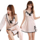 Nanjiren Nightgown Women's 2-piece Sexy Spun Silk Long Sleeve Pajamas Women's Lace Home Wear Champagne L