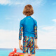 ZOKE children's swimsuit boys one-piece boxer pants medium-sized children's sun protection baby long sleeve split boys swimsuit LL55O3520 size 18