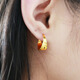Qianying Gold Earrings for Women Au750 Real Gold Earrings 18K Pure Gold Ear Bags for Mom and Elderly Earrings Real Gold Earrings as Gifts Small Size Weights About 1.40-1.6g (Including Labor Cost 35)