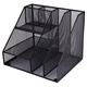 Deli multifunctional metal mesh combined file frame bookend office desktop file storage box multi-layer data shelf storage rack with pen holder black