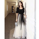 Vestido de noche de banquete de Maxbeth para mujeres New Black Long Temperament se puede usar en el disfraz de rendimiento del coro del anfitrión Black XL