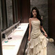 
Ershan Ji French evening dress female celebrity temperament banquet white niche suspender fishtail dress adult gift birthday robe apricot color suspender fishtail dress M