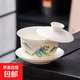 Suet-fat jade porcelain ceramic covered bowl single hover tea cup blue and white Kung Fu tea set lid suspended tea bowl