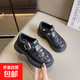 Children's Shoes 2025 Spring and Summer New Girls' Loafers Korean Style Versatile Small Leather Shoes for Big Children and Girls Princess Shoes Black 26 Inner Length 16.7/Suitable for Foot Length 15.7