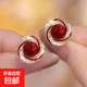 S925 silver needle French zircon pearl earrings for women niche design high-end small and exquisite earrings French zircon pearl earrings red