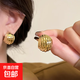 Metal pleated earrings for women, niche design, irregular earrings, 2024 new trendy simple earrings, golden irregular pleated earrings, one pair