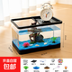 Turtle tank, home landscaping, filtration, circulation, terrace, climbing platform, acrylic ecological mixed fish tank, small turnover box, medium ecological tank, 2 covers + water changer + 7-piece set of decorations