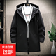 Mid-length windbreaker men's new autumn coat Korean style trendy handsome coat casual hooded top jacket for men 599 mid-length black 4XL
