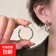 Imitation broken silver hoop earrings for women 2024 new hot style ear buckles light luxury high-end exaggerated earrings square round face earrings silver irregular earrings one pair