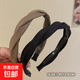 High-ceiling summer face wash headband for women, 2025 new daily wear headband, high-end, foreign and fashionable hairpin, satin brown black two-piece set