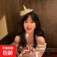 Cute bow cake birthday hat hairpin female photo props hair accessories side duckbill clip small top hat headdress beige birthday small hat hairpin