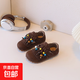 Korean style casual soft-soled children's beanie shoes, tendon-soled baby toddler shoes, girls' leather shoes, autumn children's shoes, dark brown 28, inner length 17cm