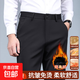 Business trousers, trousers for men, straight-leg loose trousers for autumn and winter, men's velvet and thickened high-elastic suit trousers, velvet and thickened brother pattern 722-black 31 - recommended 120-130Jin Jin is equal to about 0.5 kg