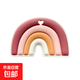 Rainbow chewable baby anti-biting hand food-grade children's oral molar stick can be boiled silicone teether pink 1 piece