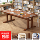Solid wood ecological board living room large long desk to go to the living room table workbench home office computer desk study solid wood core-180*80 walnut color I-shaped legs