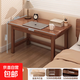 Solid wood desk student desk children's study desk bedroom small apartment simple office computer desk and chair combination all solid wood varnish walnut color 80*50*75