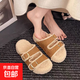 Thick-soled platform Birkenstock furry slippers for women, 2025 autumn and winter new fashion, one-word belt buckle, plush cotton slippers, camel 35