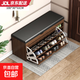 Shoe-changing stool at home, shoe cabinet and stool at the door, integrated bucket shoe rack, entrance good storage rack, flip-top sub-grid style, 100cm wilderness oak color