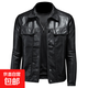 2025 velvet thickened lapel motorcycle leather jacket for men, fashion trend, slim and handsome leather jacket, youth short jacket, black without velvet L (size recommendation 100-115Jin Jin equals 0.5 kg)
