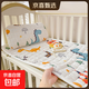 Double-layer gauze mattress baby small mattress pure cotton spliced bed soft cushion children kindergarten sleeping mat baby mattress Dinosaur Castle mattress + 30*50 pillowcase 100*200cm (single bed recommended)
