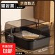 Cat litter box translucent fence removable semi-closed anti-splash litter box kitten fully open giant cat toilet obsidian black 61cm extra large size upgraded and thickened
