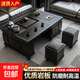 Slate Kung Fu coffee table with water boiling function, tea table, chair and tea set all-in-one set, modern home office tea table, 120*65*56 (obsidian black) tea stove complete set
