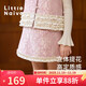 Little Naive girls three-dimensional jacquard ear skirt autumn and winter children's skirt pink 120