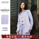 GIRDEAR 26 Early Spring Korean Style Women's Striped Loose Casual Lapel Raglan Sleeve Shirt 130082 Light Blue M (3)