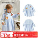 Keying children's clothing girls dress pure cotton 2026 spring girl skirt sweet and cute baby girl shirt dress lapel long sleeve blue shirt dress 90 (suitable for height 80cm-90cm)