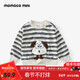 Mamie Maka (MOMOCO) children's clothing boys' T-shirt 2026 spring baby knitted striped T-shirt black and white 100